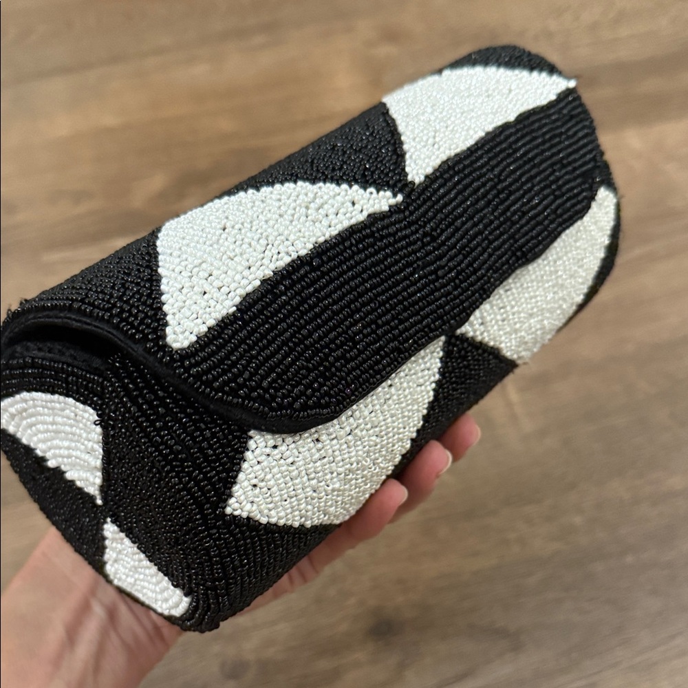 Vintage Monochrome Beaded Clutch